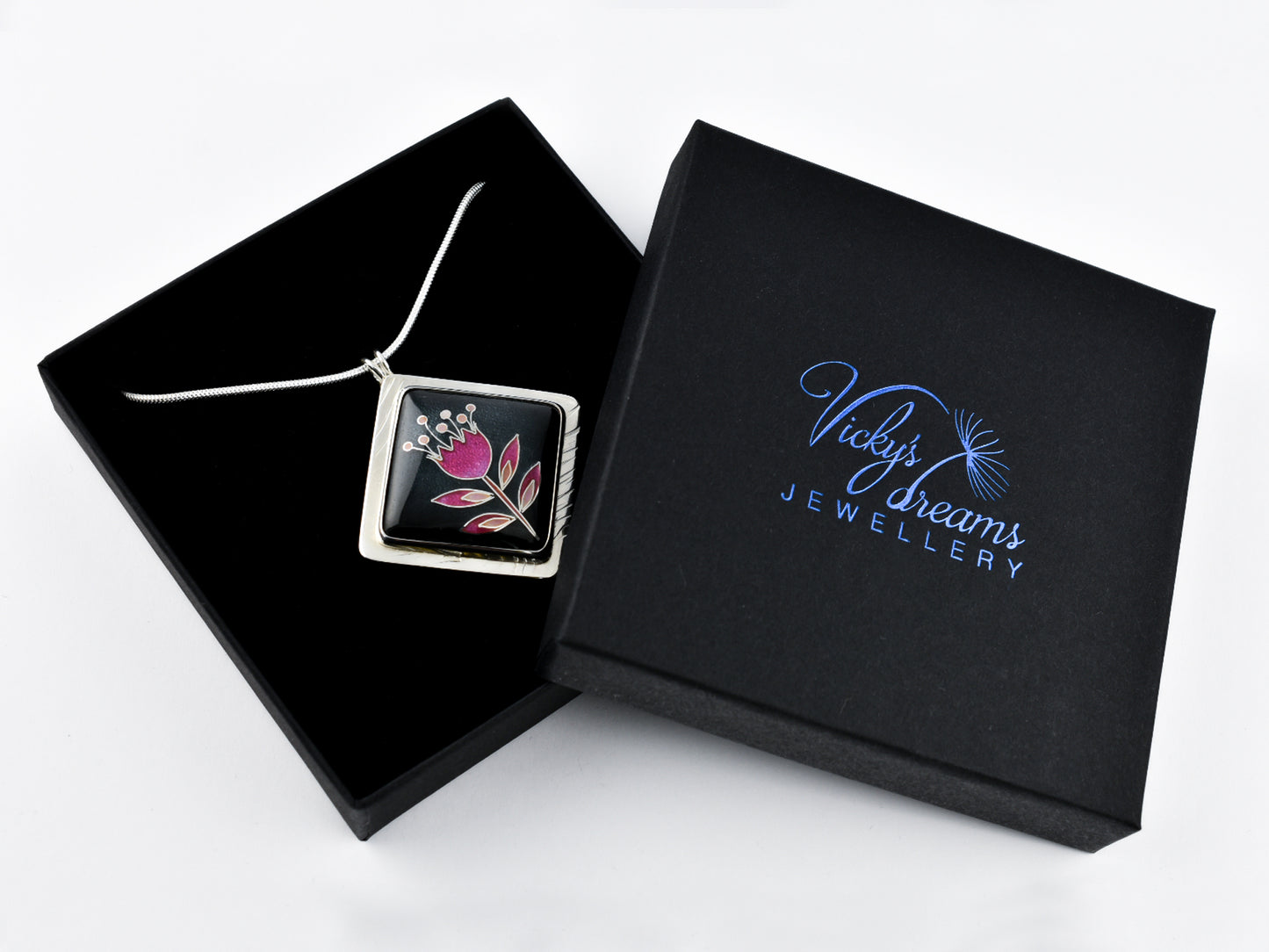 simple  little pink flower Cloisonné enamel pendant