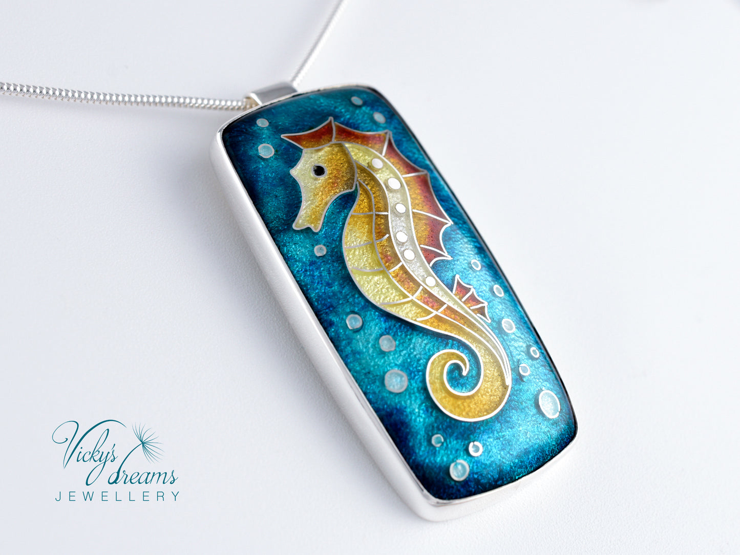 seahorse Cloisonné enamel pendant