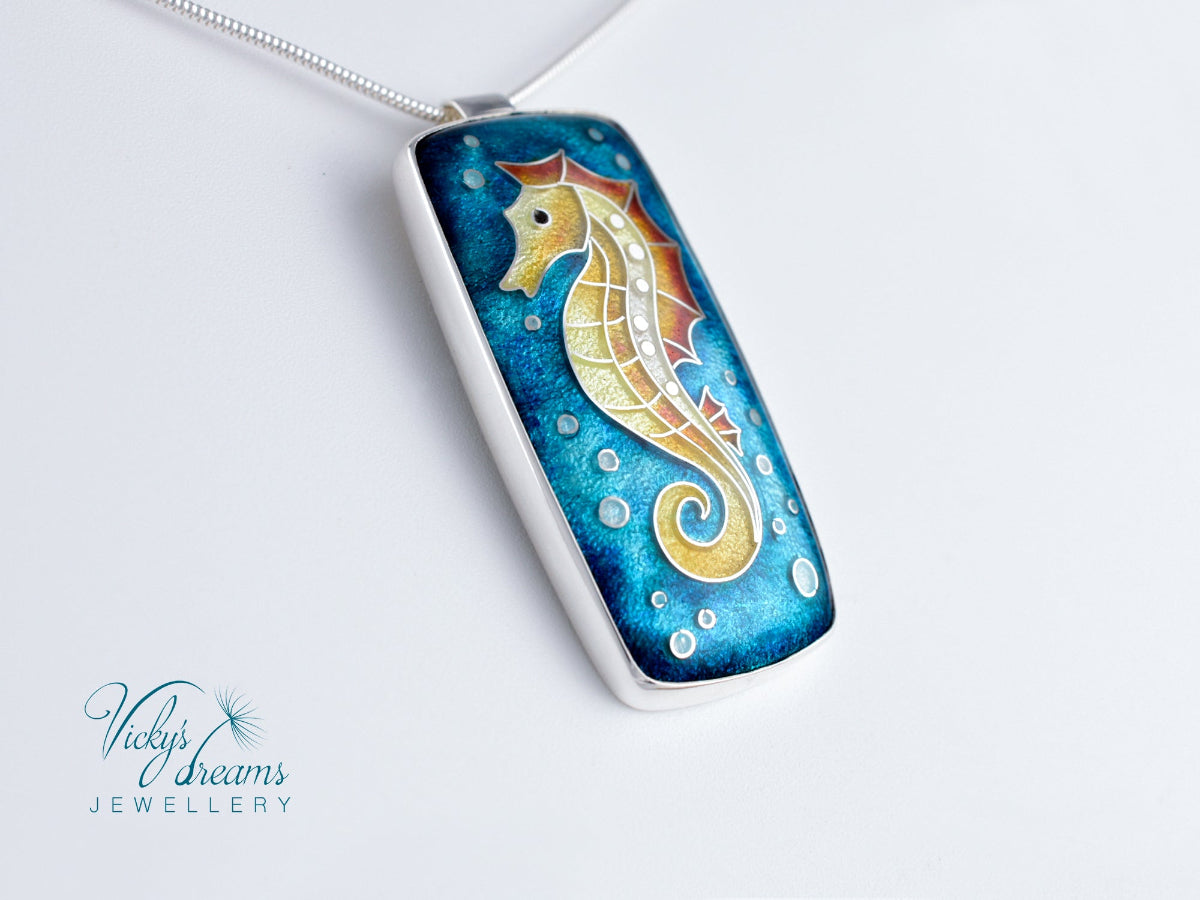 seahorse Cloisonné enamel pendant