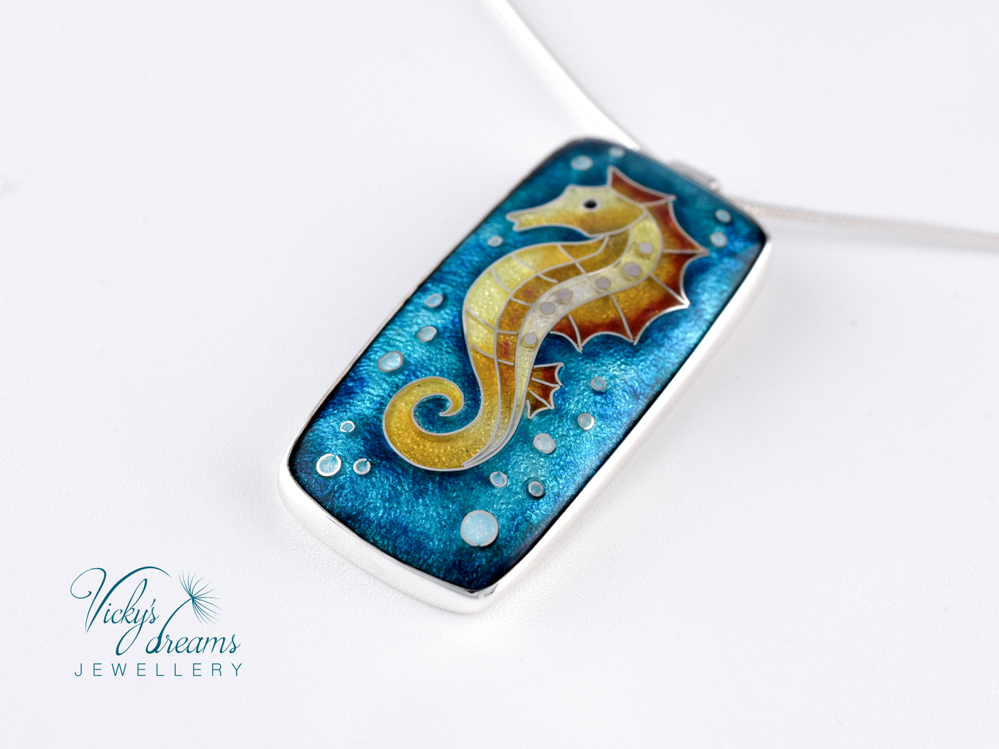 seahorse Cloisonné enamel pendant