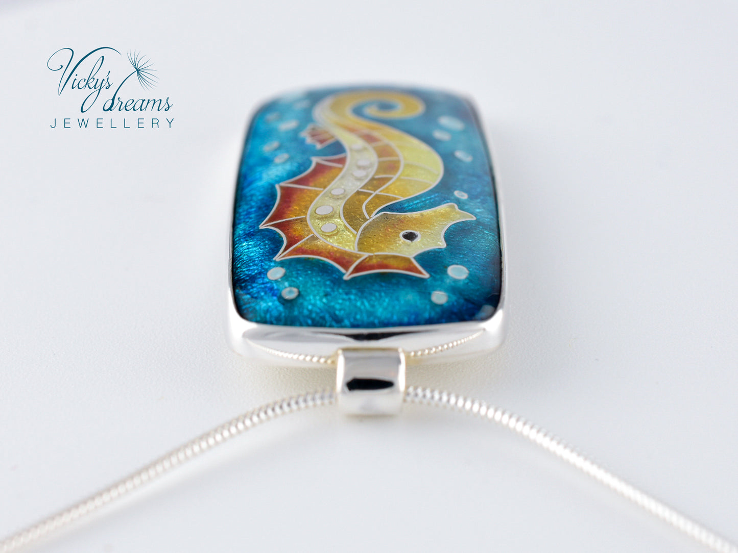 seahorse Cloisonné enamel pendant