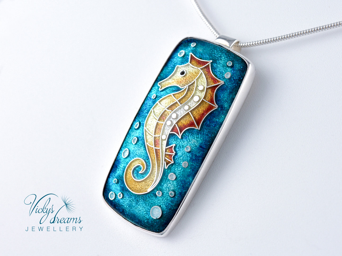 seahorse Cloisonné enamel pendant