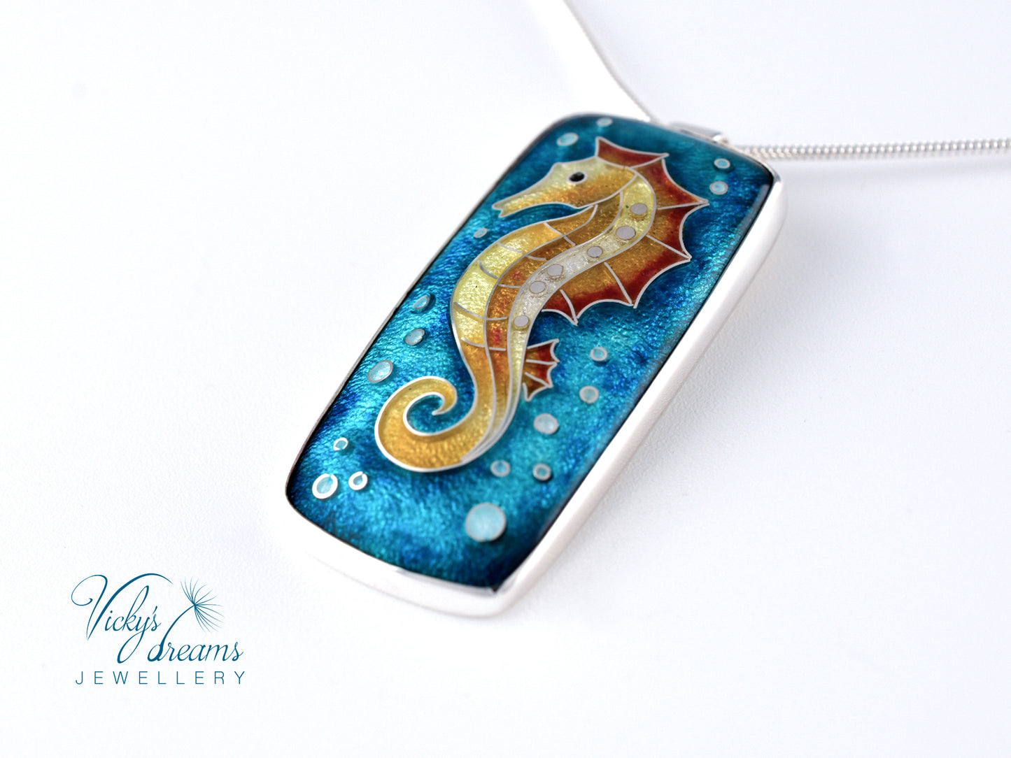 seahorse Cloisonné enamel pendant