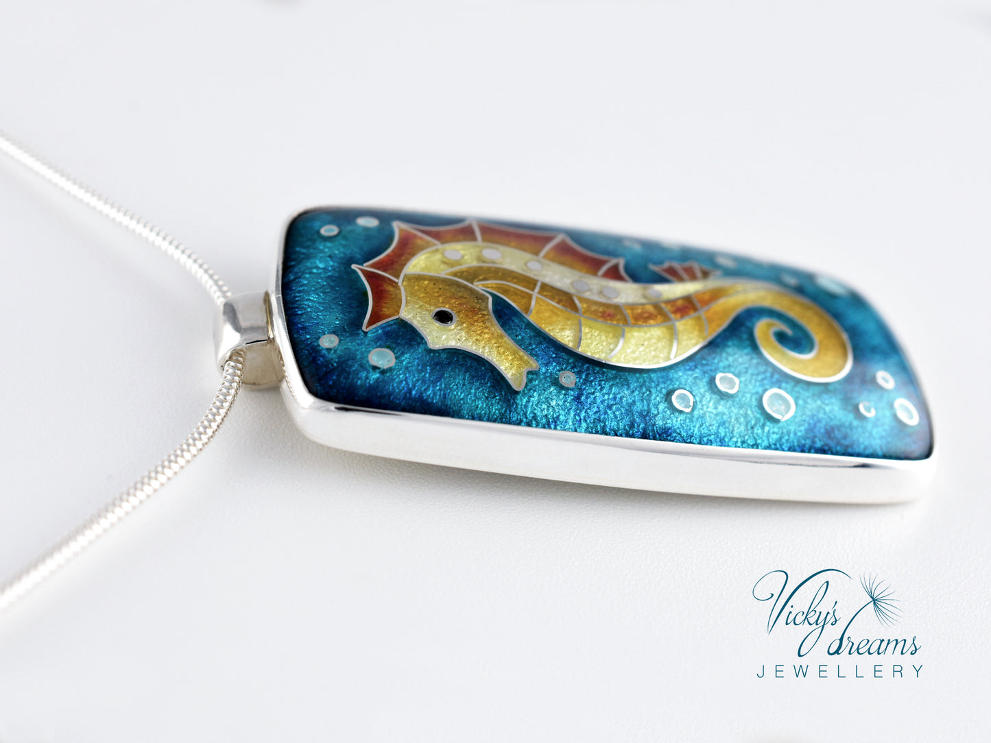 seahorse Cloisonné enamel pendant