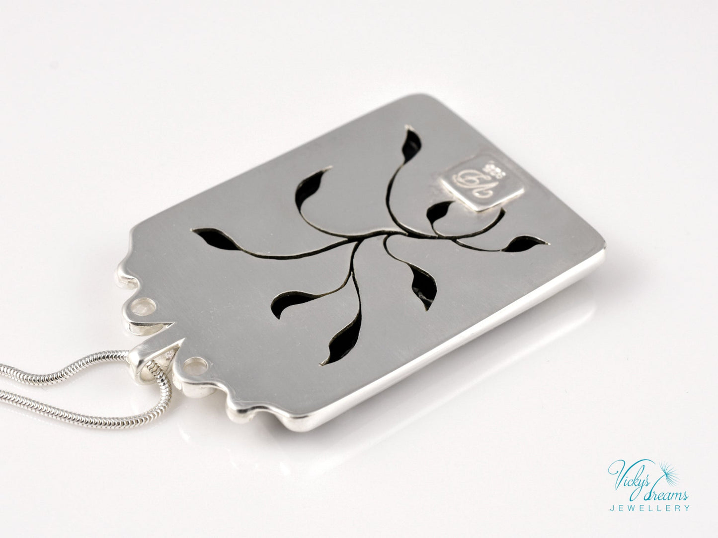 William Morris inspired Virago pendant, cloisonné enamel on sterling silver