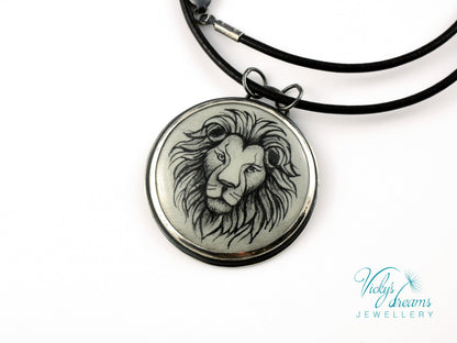 Hand-painted cloisonné enamel zodiac pendant on sterling silver with leather cord