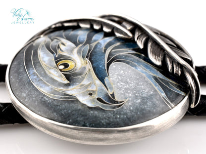 Silver eagle cloisonne enamel bolo tie 