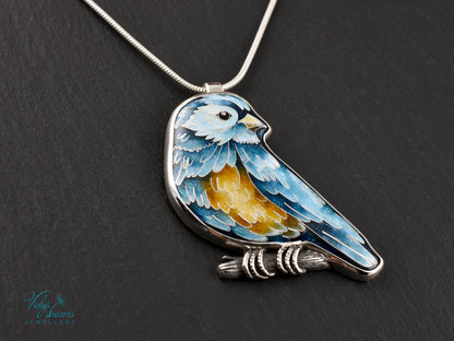 Cloisonné bird pendant in gift box