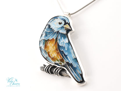 Cloisonné bird pendant in gift box