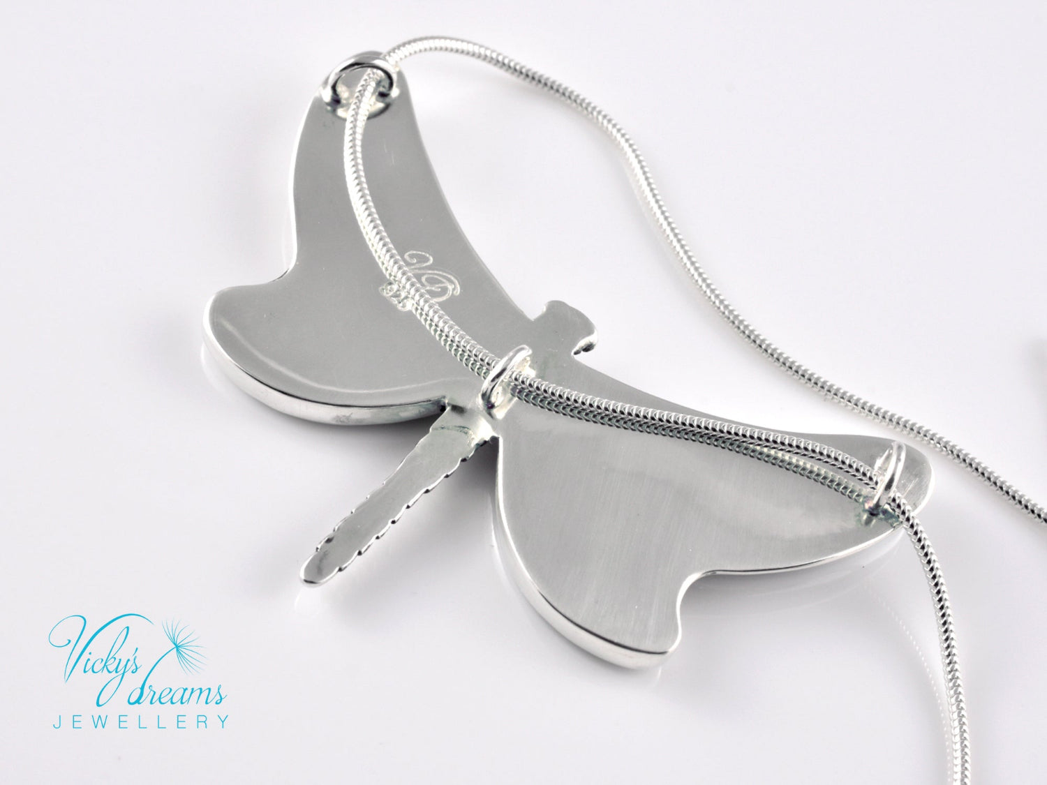 Handmade cloisonné enamel dragonfly pendant in oxidized sterling silver