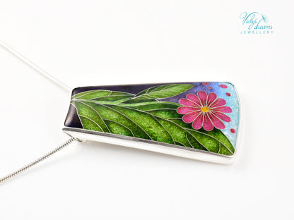 Artisan Cloisonné Enamel Botanical  Cloisonné enamel pendant