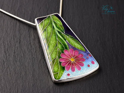 Artisan Cloisonné Enamel Botanical  Cloisonné enamel pendant