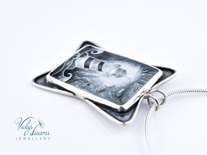 gray lighthouse Cloisonné enamel pendant
