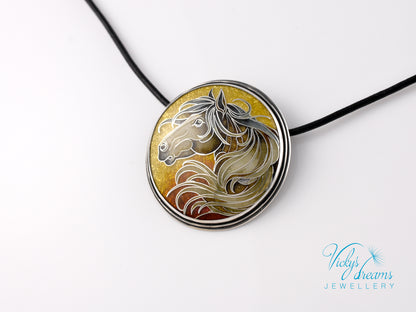 horse-cloisonne-enamel-silver-necklace