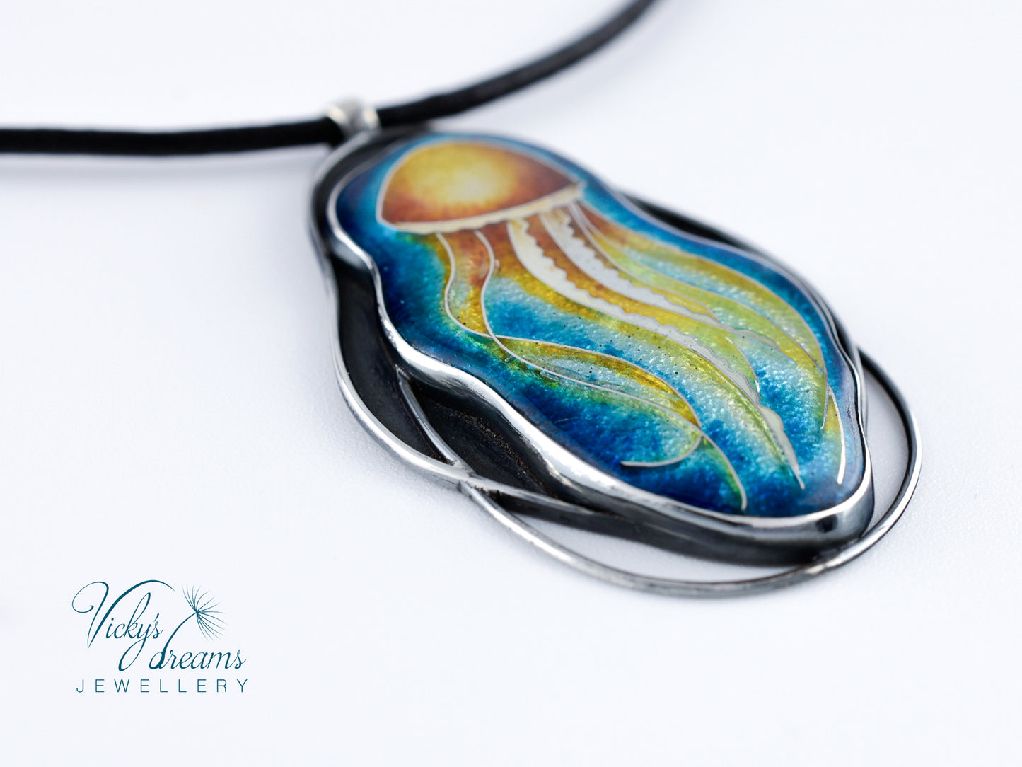 Jellyfish Cloisonné enamel pendant