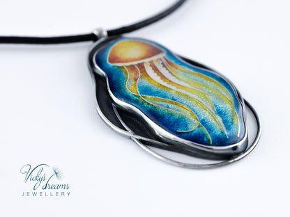 Jellyfish Cloisonné enamel pendant