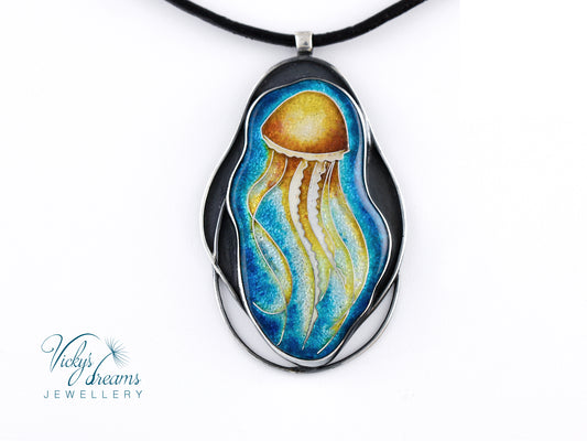 Jellyfish Cloisonné enamel pendant