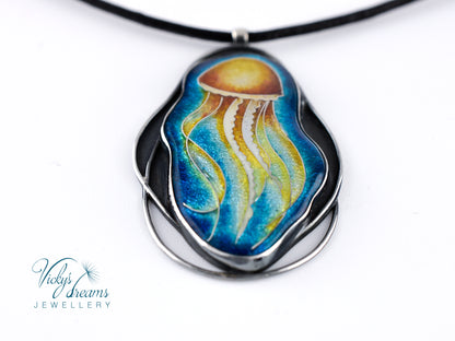 Jellyfish Cloisonné enamel pendant