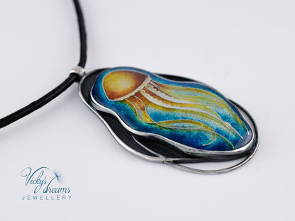 Jellyfish Cloisonné enamel pendant