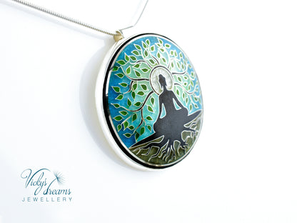 Buddha tree, cloisonne necklace