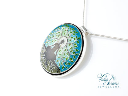 Buddha tree, cloisonne necklace