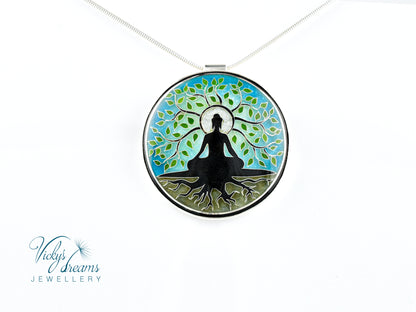 Buddha tree, cloisonne necklace
