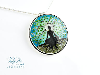 Buddha tree, cloisonne necklace