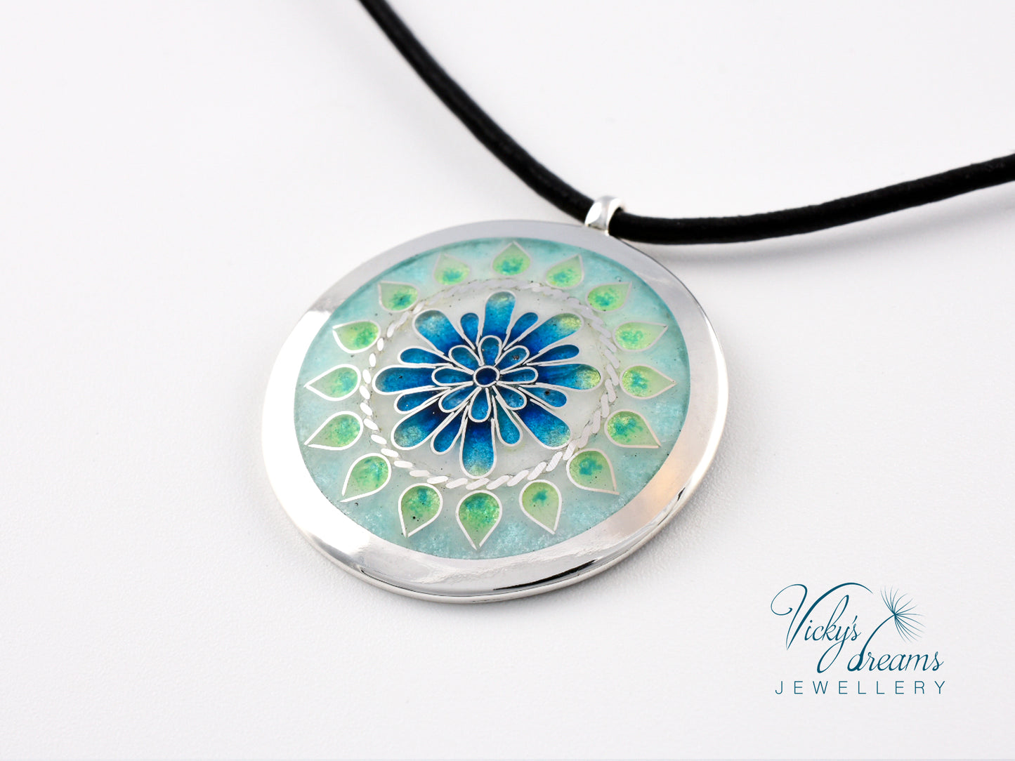 Mandala Cloisonné enamel pendant