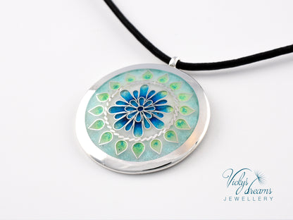 Mandala Cloisonné enamel pendant