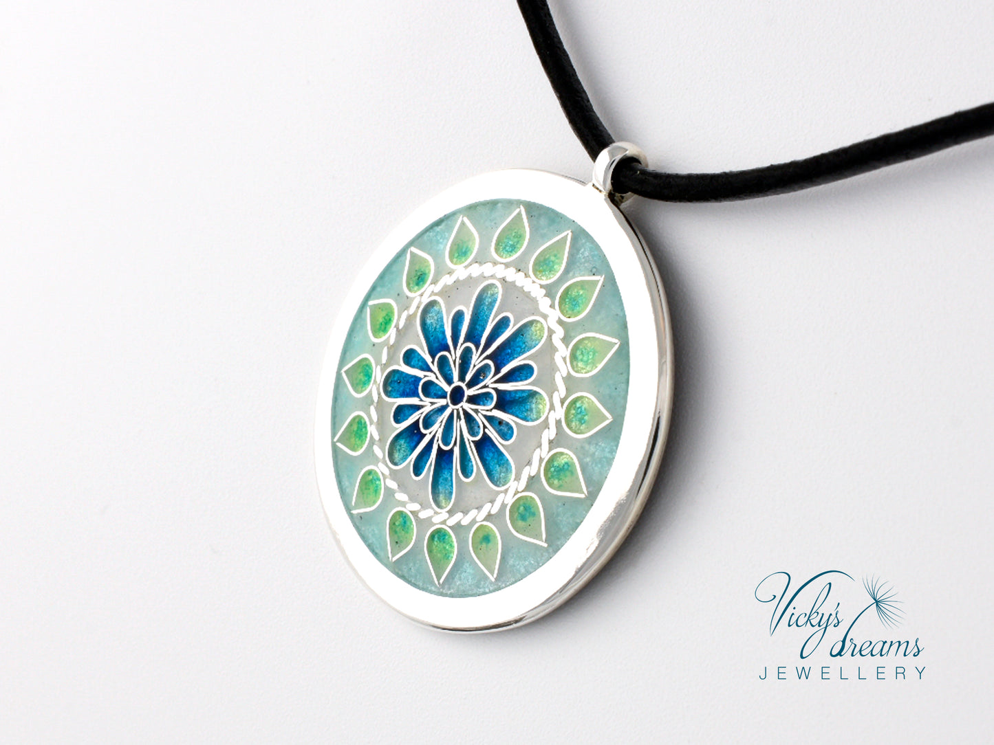Mandala Cloisonné enamel pendant