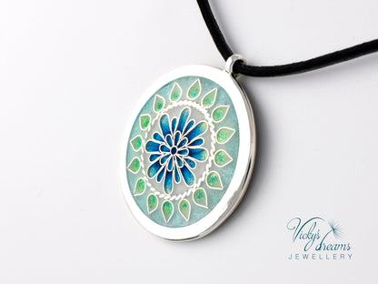Mandala Cloisonné enamel pendant