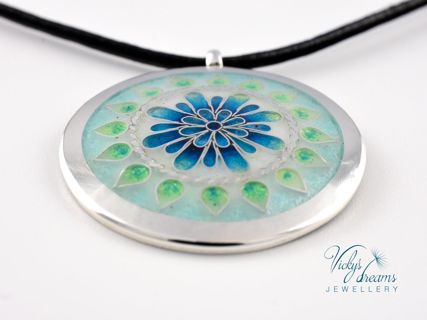 Mandala Cloisonné enamel pendant