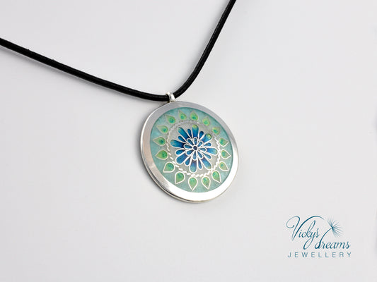 Mandala Cloisonné enamel pendant
