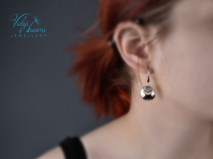 Handmade Moon & Natural Apatite Gemstone Earrings – 925 Sterling Silver Unique Jewelry