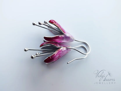 Jewelry with pink and silver enamel   Fuchsia