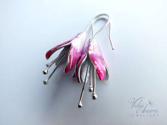 Jewelry with pink and silver  Fuchsia -