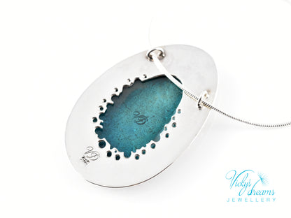 Artisan cloisonné silver pendant with marine life design