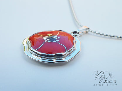 Poppy - Cloisonné enamel necklace