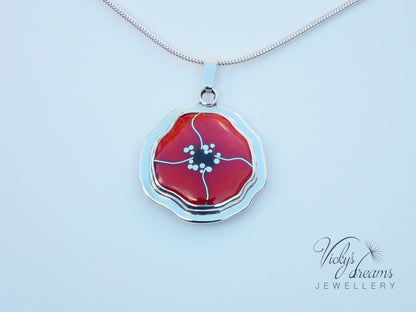 Poppy - Cloisonné enamel necklace
