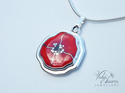 Poppy - Cloisonné enamel necklace