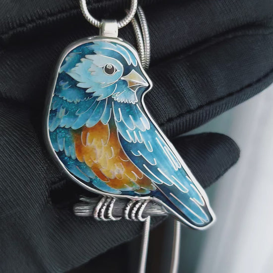 Cloisonné bird pendant in gift box