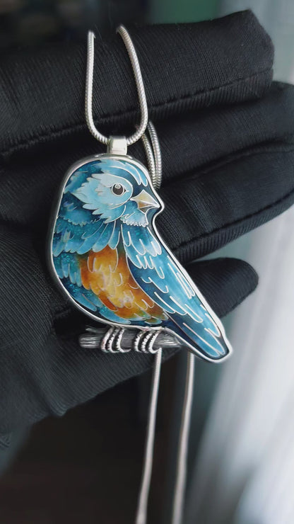 Cloisonné bird pendant in gift box