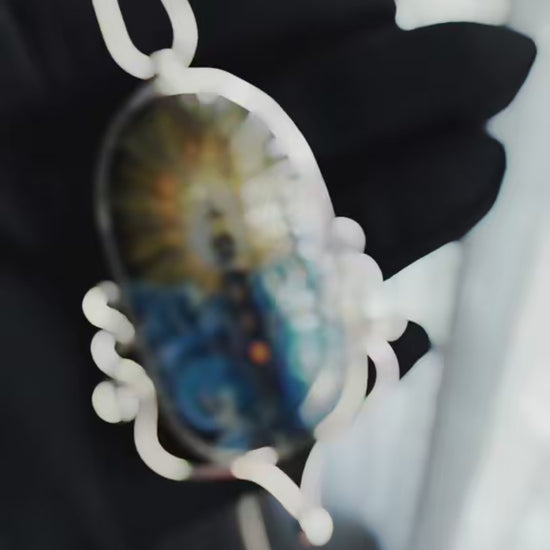 Handmade cloisonné lighthouse pendant necklace in sterling silver