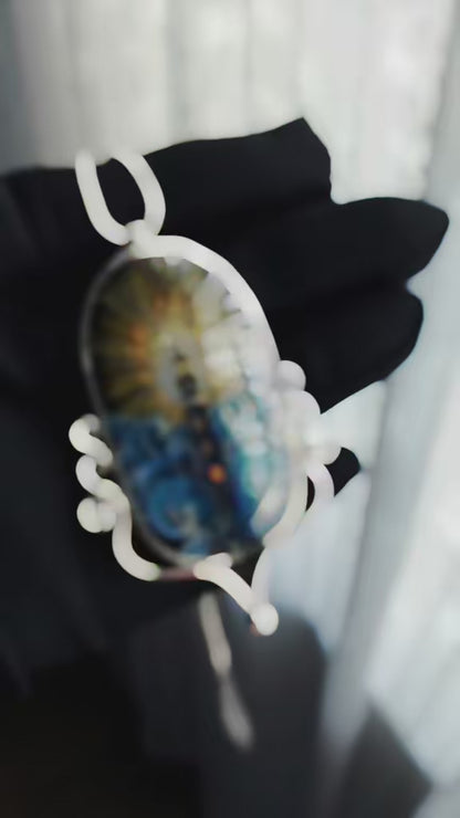 Handmade cloisonné lighthouse pendant necklace in sterling silver