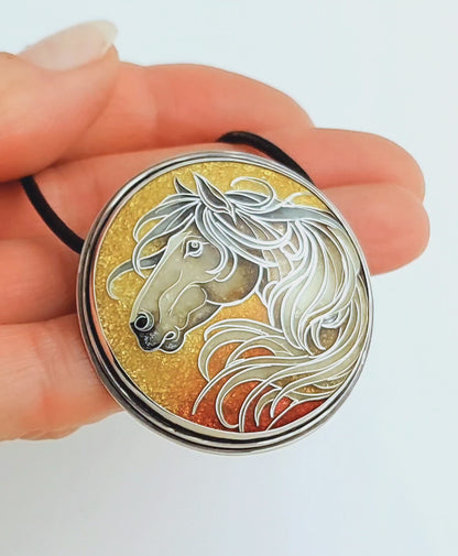 horse-cloisonne-enamel-silver-necklace