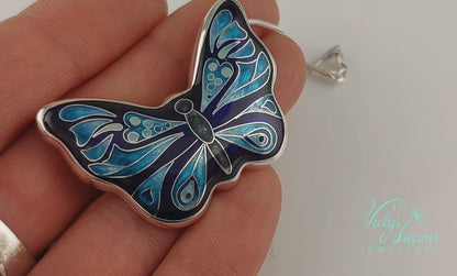 Handmade cloisonné butterfly pendant 