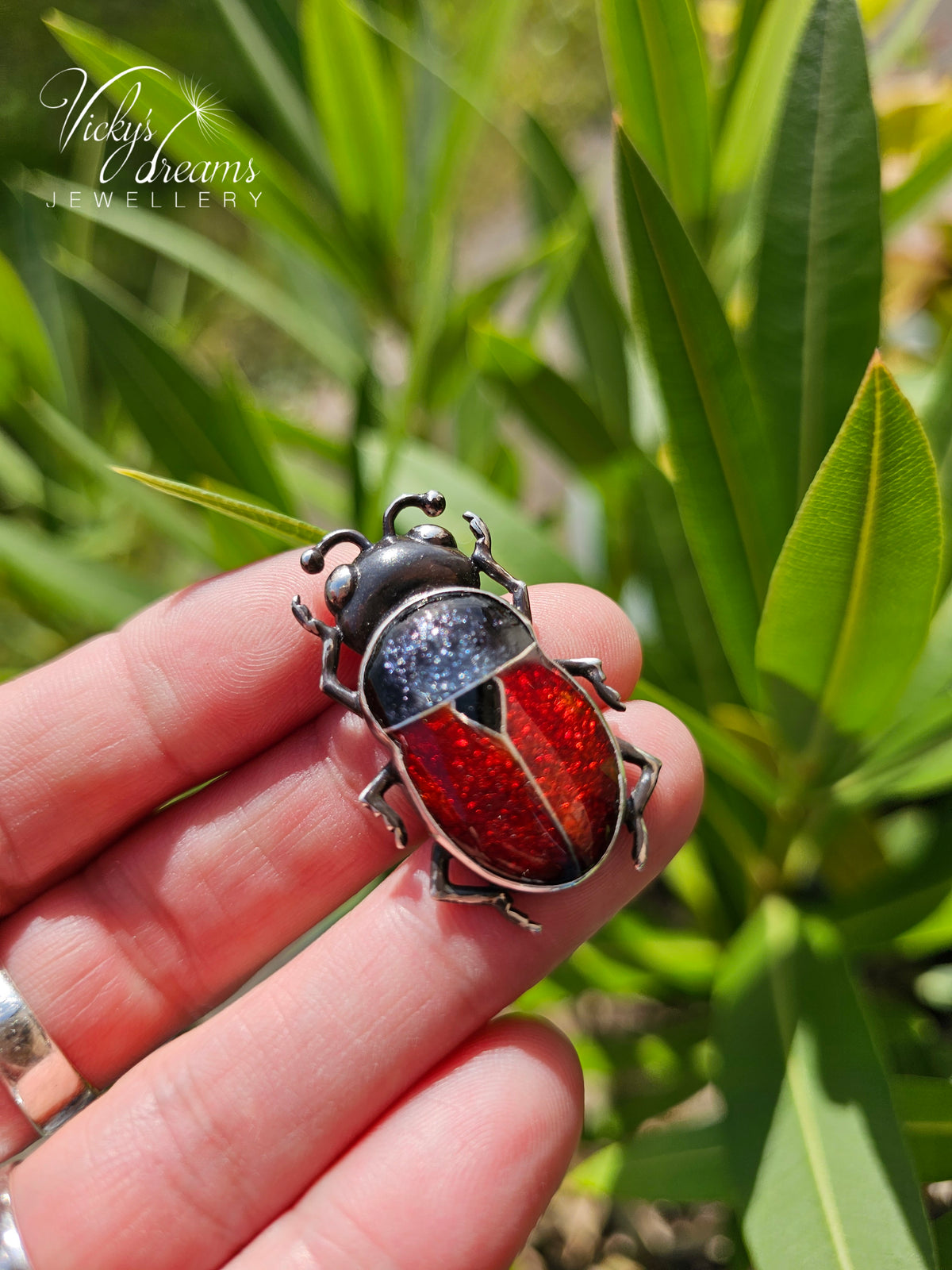 Handmade Cloisonne Red Beetle Necklace - Vitreous Enamel Insect Pendant, Gothic Witchy Nature Jewelry, OOAK Wearable Art Bug Amulet Gift (Copy)