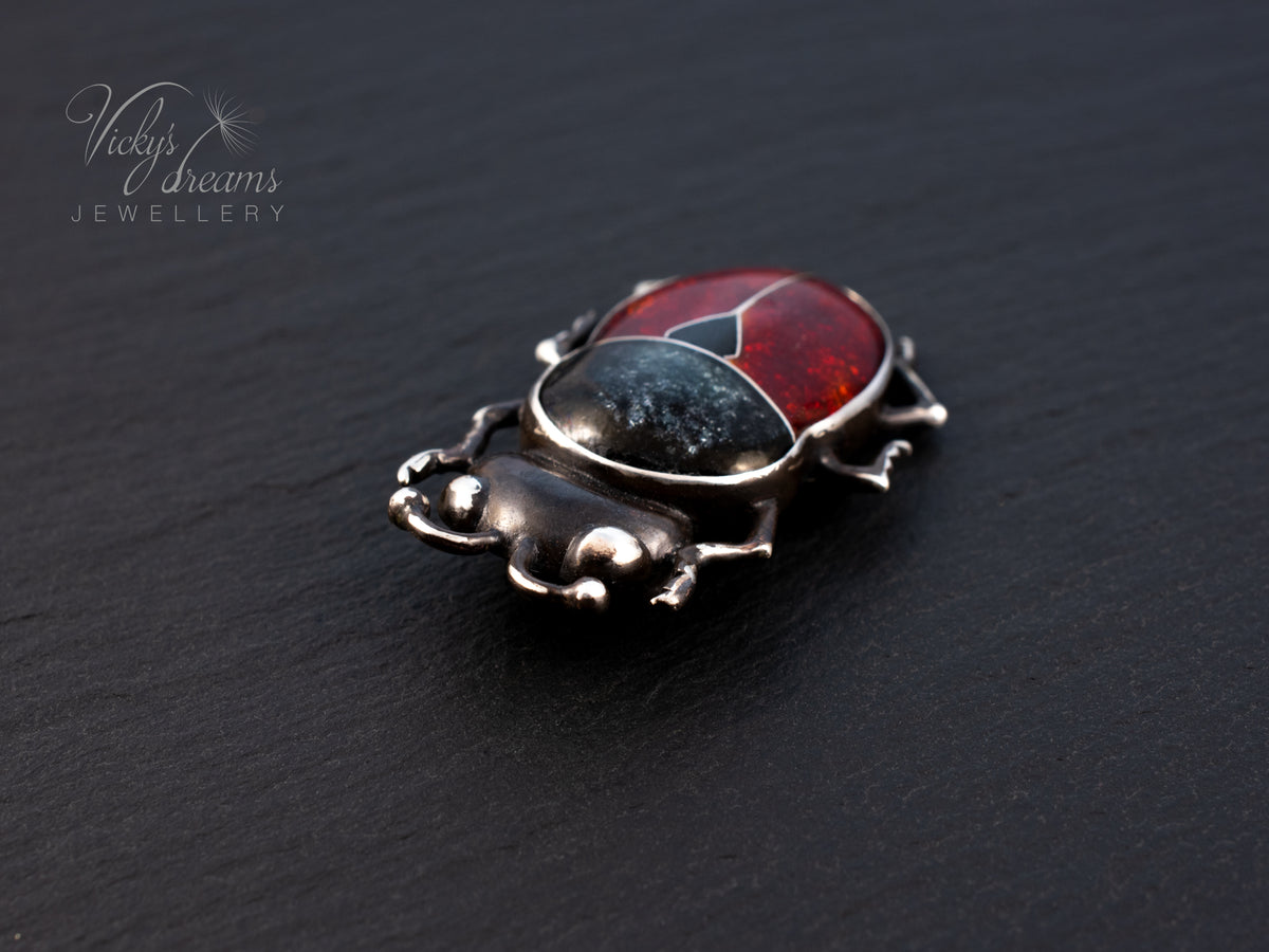 Handmade Cloisonne Red Beetle Necklace - Vitreous Enamel Insect Pendant, Gothic Witchy Nature Jewelry, OOAK Wearable Art Bug Amulet Gift (Copy)