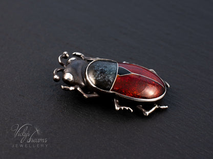 Handmade Cloisonne Red Beetle Necklace - Vitreous Enamel Insect Pendant, Gothic Witchy Nature Jewelry, OOAK Wearable Art Bug Amulet Gift (Copy)