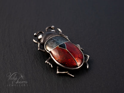 Handmade Cloisonne Red Beetle Necklace - Vitreous Enamel Insect Pendant, Gothic Witchy Nature Jewelry, OOAK Wearable Art Bug Amulet Gift (Copy)
